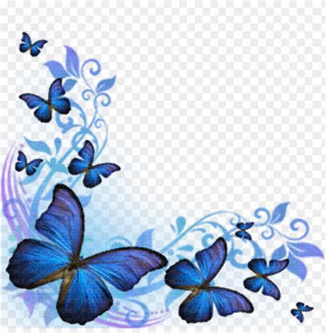 Blue Butterflies Corner Blue Butterfly Border Desi Png Image With