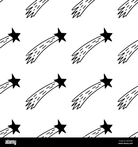 Seamless Pattern Made From Hand Drawn Doodle Comet Isolated On White