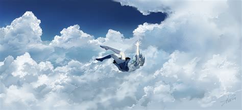 Download 768x1280 Anime Girl, Falling Down, Clouds, Sky, School Uniform ...