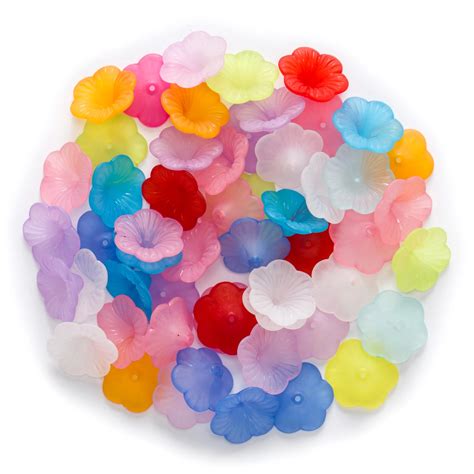 50 Piece Multicolor Random Mixed Acrylic Flower Shaped Spacer Beads