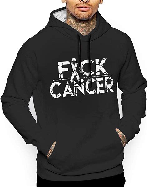 Fuck Cancer Mens Long Sleeve Hoodie Sweatshirt With Pocket