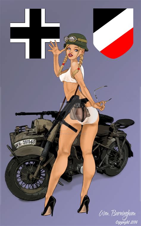 German Wwii Bmw Motorcycle Pinup Girl By Himmeljager On