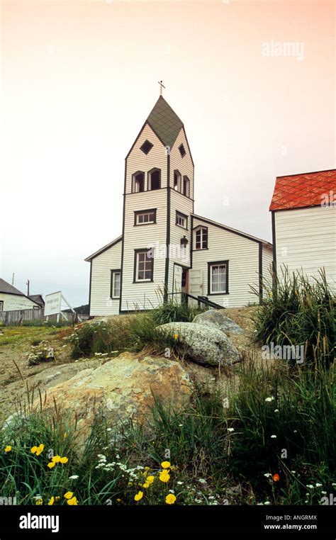 The Moravian Church Nain Labrador Newfoundland Canada Stock Photo