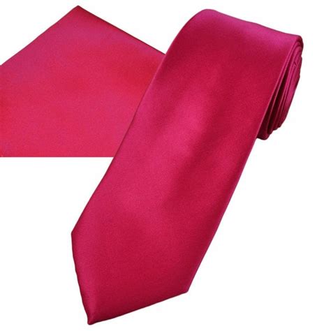 Plain Cerise Pink Men S Satin Tie Pocket Square Handkerchief Set From