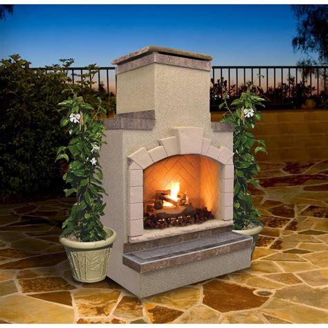 Cal Flame 48 Inch Outdoor Propane Gas Fireplace With Stack Chimney