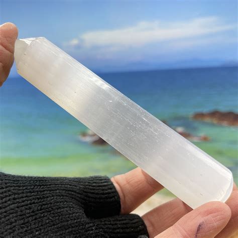 white selenite faceted massage wand all of our minerals and crystals are 100 genuine specimens