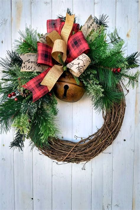 Rustic Christmas Wreath Perfect For Your Front Door Over A Mantel Or