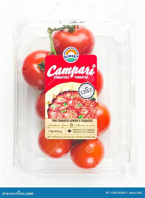 Package Of Campari Tomatoes On A White Backdrop Editorial Stock Image