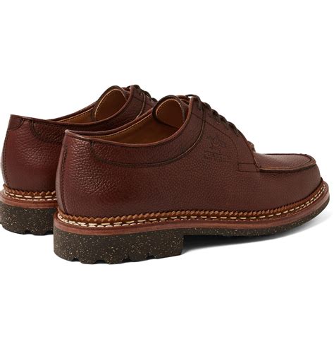 Yuketen Heschung Pebble Grain Leather Derby Shoes In Chocolate Brown