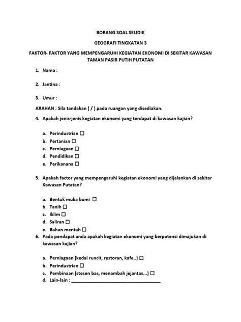 Borang Soal Selidik Geo Pdf