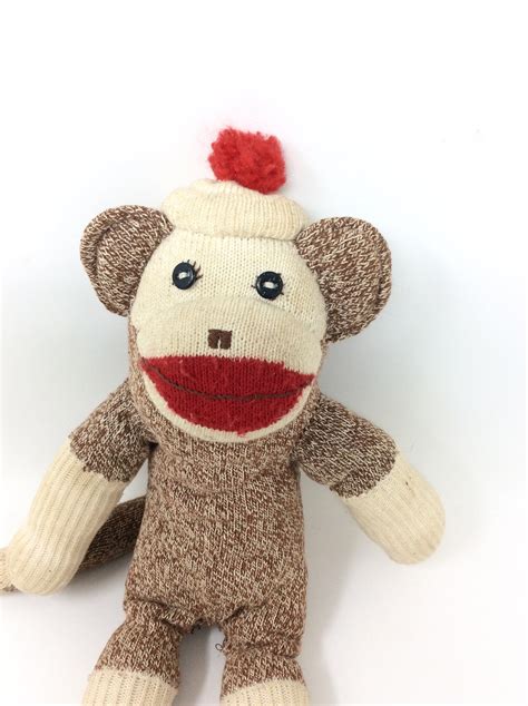 Vintage Sock Monkey Handmade Much Loved Stuffed Animal Etsy