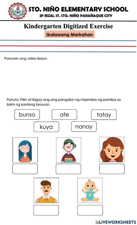 miyembro ng pamilya online exercise for live worksheets