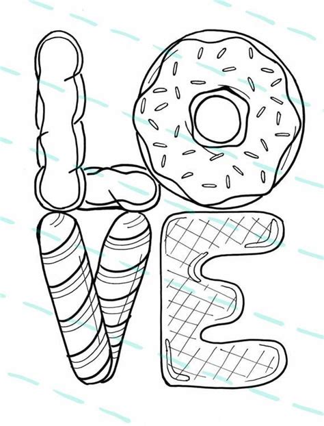 Peace Love And Doughnuts Coloring Page For You And Your