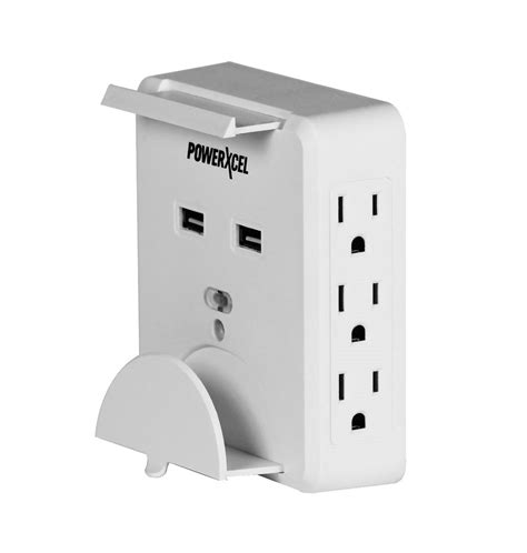 Powerxcel 6 Outlet Wall Mounted Power Center With Dual Usb