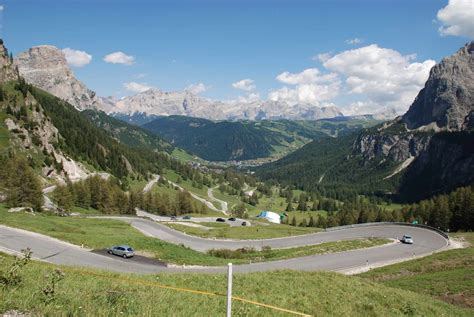 Great Dolomites Road From Bolzano To Cortinain Maysunny And Green
