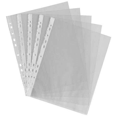100pcslot A4 Clear Plastic Punched Pockets Folders Filing Thin 11holes