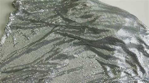 Soft Flexible Silver Aluminum Chainmail Fabric Metal Sequin Mesh Fabric