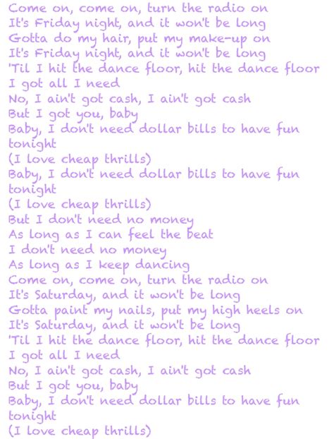 Cheap Thrills Sia Lyrics Notability Gallery