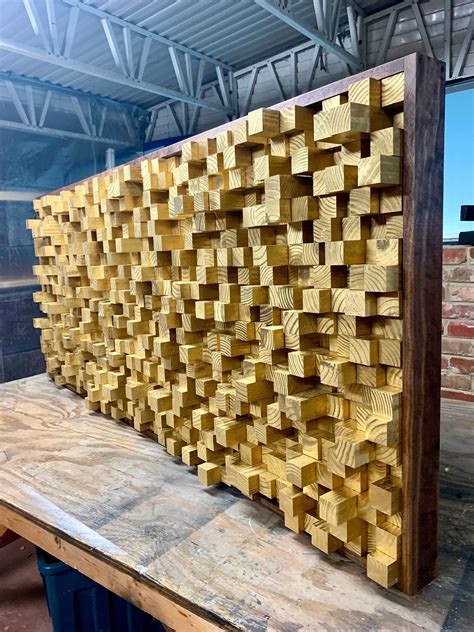 Gold Wooden Sound Diffuser Acoustic Panel Soundproofing Pixel Gold