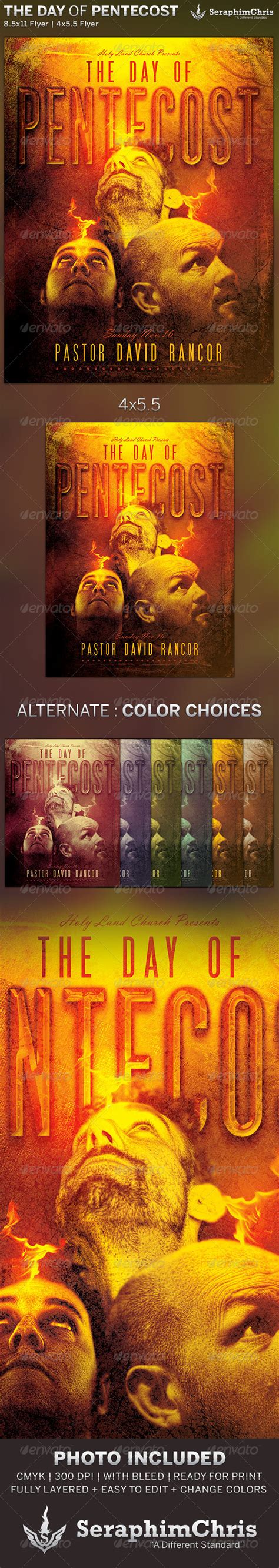 The Day Of Pentecost Church Flyer Template By