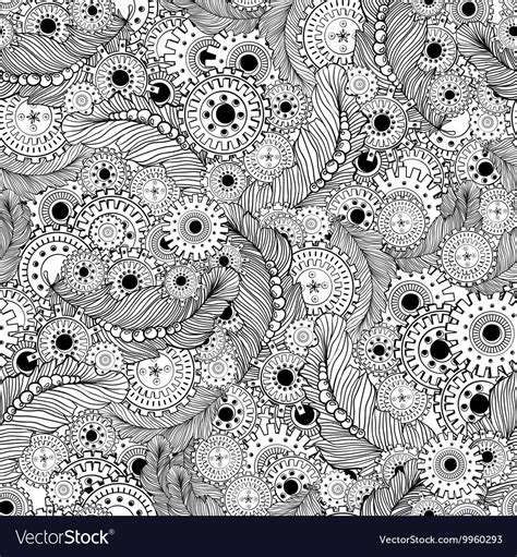 Seamless Hand Drawn Pattern With Steampunk Vector Image