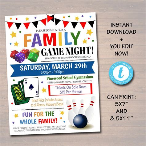 Free Game Night Editable Printable Invitations
