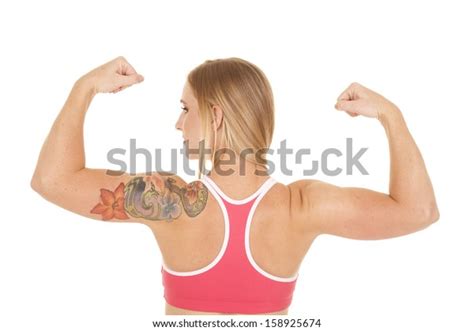 Woman Flexing Her Arms Back View Stock Photo 158925674 Shutterstock
