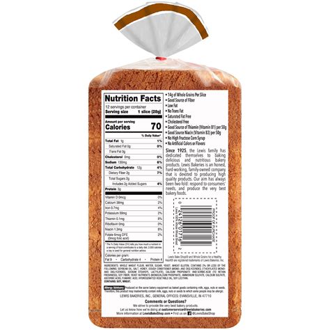 35 Whole Wheat Bread Nutritional Label Labels Database 2020