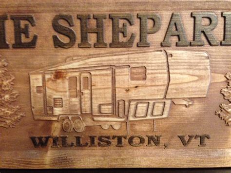 Wood Carved Camper Sign 7 Pattern Choices Handmade Sign