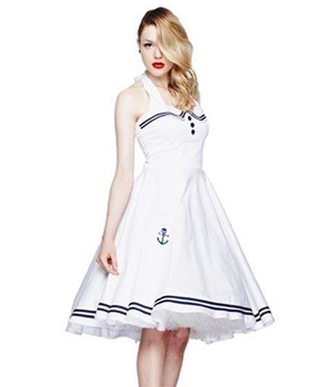 Hell Bunny Motley 50s Swing Dress Sailor White Size 8 24 Ebay
