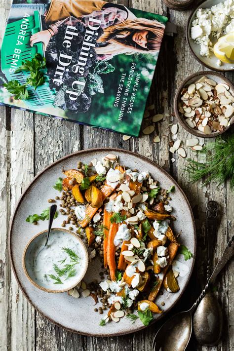 Roasted Beet And Carrot Lentil Salad With Feta Yogurt