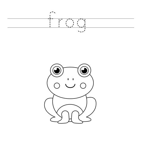 Trace Word And Color Cute Cartoon Frog 4582578 Vector Art At Vecteezy