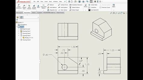 Detailed Dimension Drawing Using Solidworks 2018 Youtube