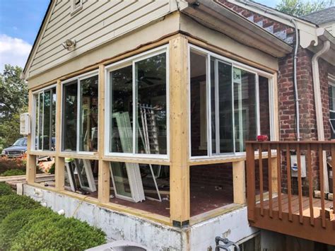 How We Converted Our Screened Porch To A Sunroom Glass Porch Porch