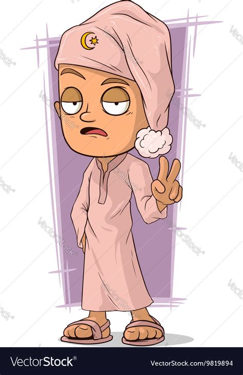 Cartoon Sleepy Man In Pink Pajama Royalty Free Vector Image
