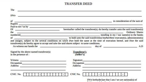 Free 7 Deed Transfer Forms In Pdf Ms Word
