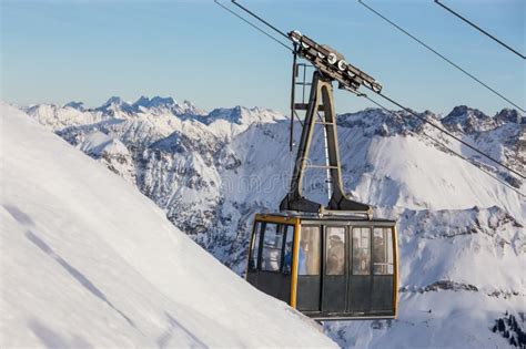 Cable Car In Snowy Mountains Stock Image Image Of Nature Cold 49058039