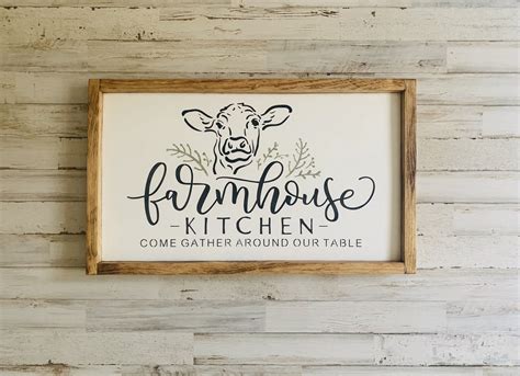 Farmhouse Kitchen Wood Sign Come Gather Around Our Table Etsy