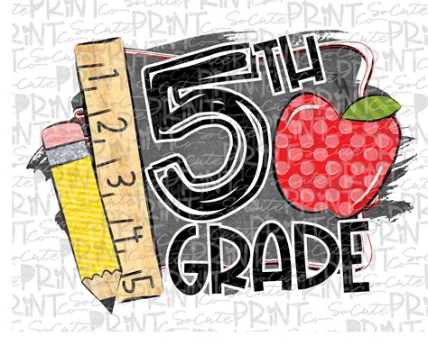 Back To School Fifth Grade Chalkboard Clipart Png File For Etsy