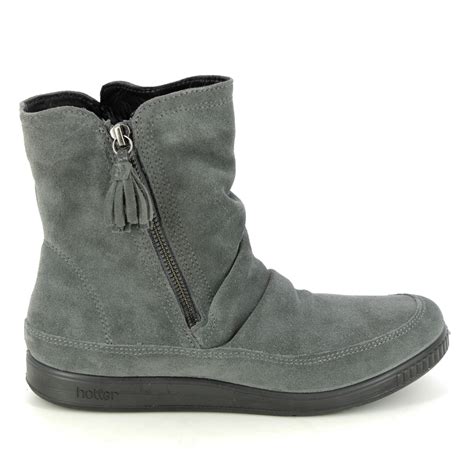 Hotter Pixie 3 Wide Grey Suede Womens Ankle Boots 19912 01