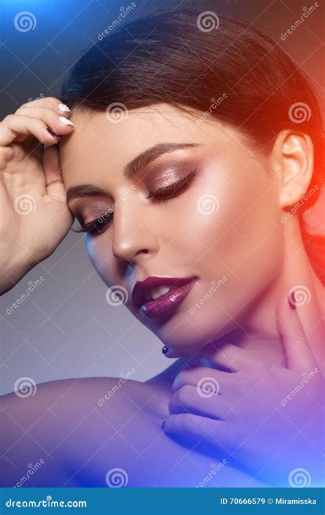 Beautiful Model Woman In Beauty Salon Makeup Young Modern Girl I Stock