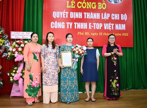 Thành lập Chi bộ Công ty TNHH E TOP Việt Nam Báo Bà Rịa Vũng Tàu Online