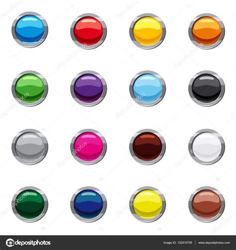 Blank Round Web Buttons Icons Set Cartoon Style Stock Vector By