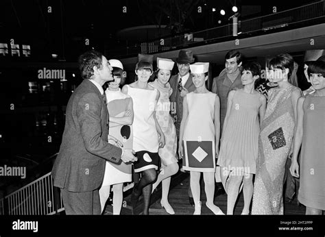 French Couturier Pierre Cardin With Models At Rehearsals For A