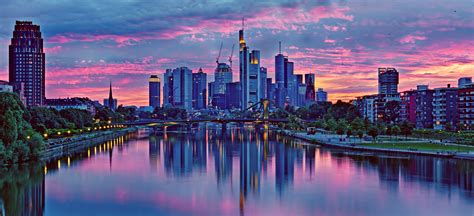 Frankfurt Skyline Sunset Foto And Bild Architektur Stadtlandschaft