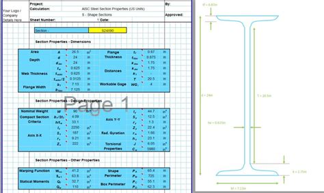 Aisc Steel Section Properties Spreadsheet Civilweb Spreadsheets