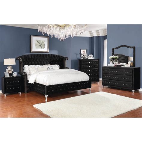 Coaster Deanna Tufted California King Wingback Bed In Black Cymax