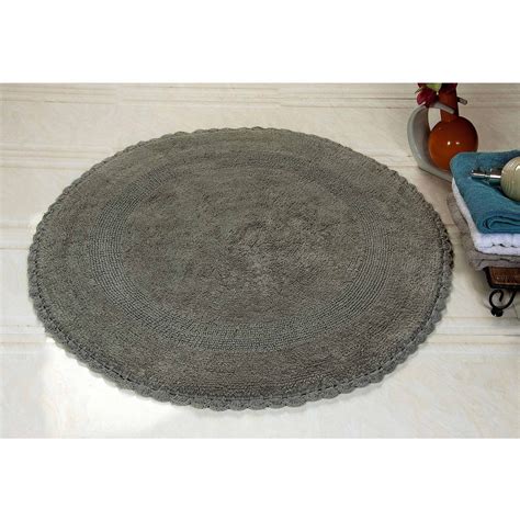 Bath Rug 36 Round Reversible Hand Woven Crochet Lace Border Assorted