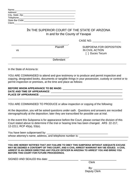 Arizona Subpoena Fill Out And Sign Online Dochub