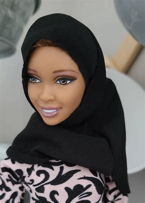 Barbie Handmade Black Muslim Hijab Only Fits Fulla Curvy And Etsy